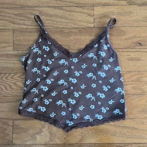 Hollister brown floral tank top